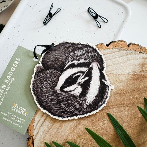 Badger Wooden Decoration - Sprouts of Bristol