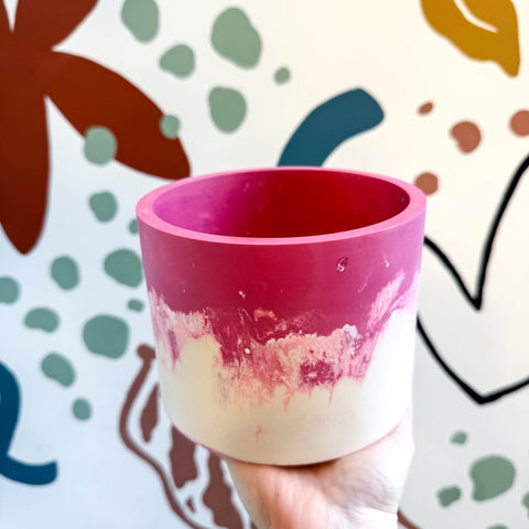 Berry Pink, Pale Pink and Putty Jesmonite Pot - Sprouts of Bristol