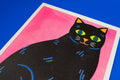 Black Cat Risograph A3 Print - Sprouts of Bristol