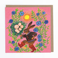 Bunny with Flowers Blank Greetings Card - Sprouts of Bristol