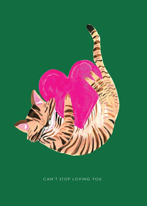 'Cat with Heart ' Greetings Card   - Sprouts of Bristol