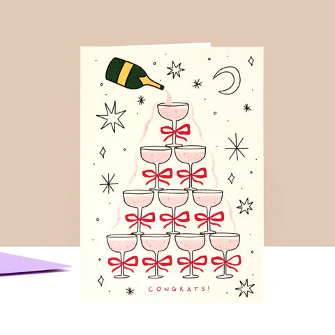 Champagne Congratulations Card | Engagement | Celebration - Sprouts of Bristol