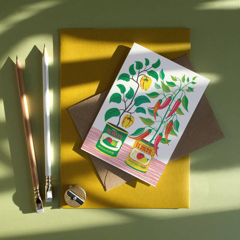 Chilli Peppers | Everyday greetings card | Garden, growing - Sprouts of Bristol