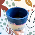 Deep Blue, Neon Pink and Putty Jesmonite Pot - Sprouts of Bristol