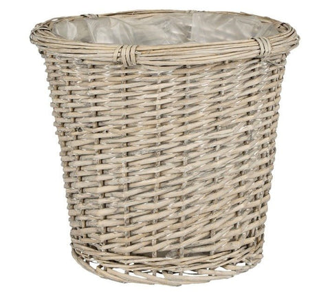 Delta Grey Woven Wicker Basket Planter – with Liner - Sprouts of Bristol