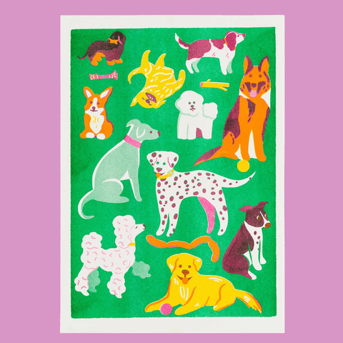 Dog Risograph A3 Print - Sprouts of Bristol