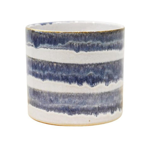 Dora Blue Reactive Glaze Striped Planter - Sprouts of Bristol
