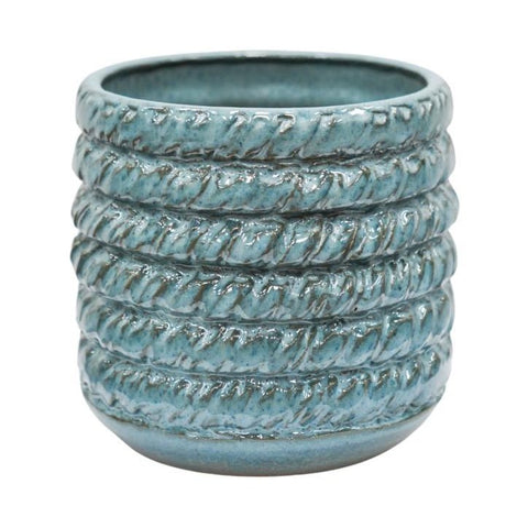 Emery Blue Rope Textured Planter - Sprouts of Bristol