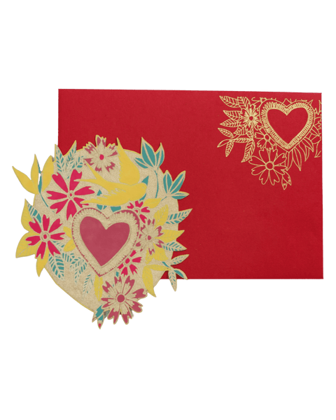 Floral Heart Hand Screen Printed Greetings Card - Sprouts of Bristol