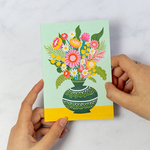 Flowers in a Vase 1 Greetings Card - Sprouts of Bristol