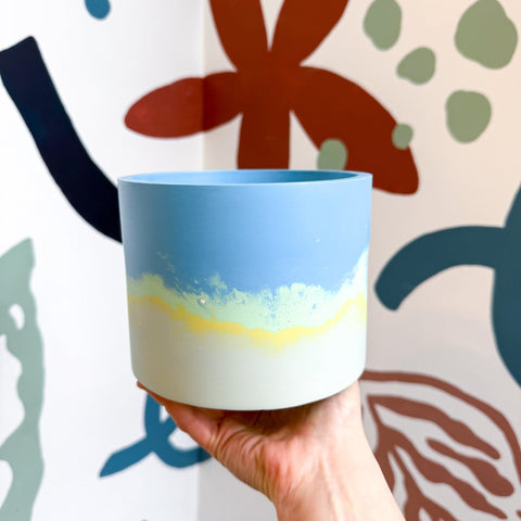 Fresh Water Blue Jesmonite Pot [Beneath the Canopy RHS Collab] - Sprouts of Bristol
