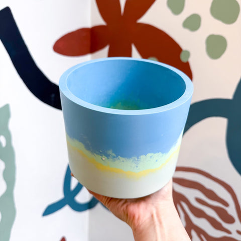 Fresh Water Blue Jesmonite Pot [Beneath the Canopy RHS Collab] - Sprouts of Bristol