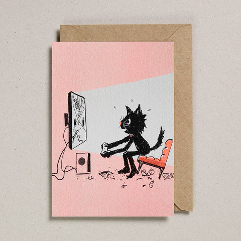 Gamer Cat Greetings Card - Sprouts of Bristol