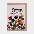 Garden Cat Greetings Card by Marcello Velho - Sprouts of Bristol
