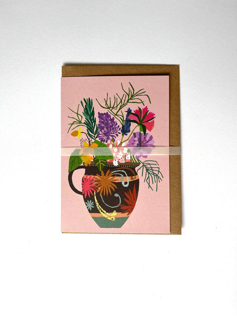 Gardener's Vase Greetings Card - Sprouts of Bristol
