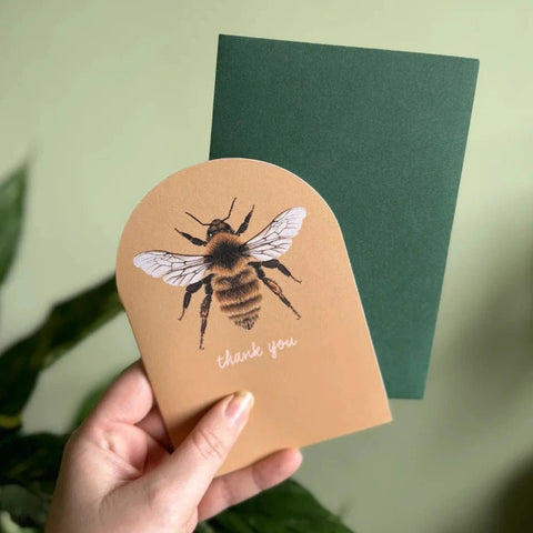 Great Yellow Bumblebee 'Thank you' Arched Greetings Card - Sprouts of Bristol