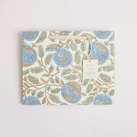 Hand Block Printed Gift Bags - Blue Stone - Sprouts of Bristol