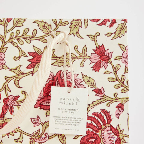 Hand Block Printed Gift Bags - Scarlet - Sprouts of Bristol