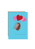 'Hedgehog with Heart Balloons' Greetings Card  - Sprouts of Bristol