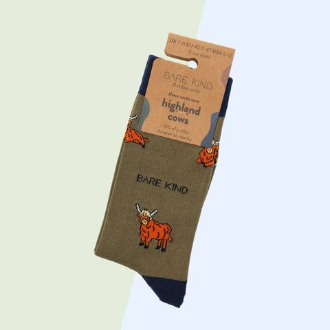 Highland Cow Bamboo Socks - Sprouts of Bristol