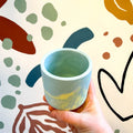 Light Blue and Lemon Yellow Jesmonite Mini Pot - Sprouts of Bristol