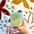 Light Blue and Lemon Yellow Jesmonite Mini Pot - Sprouts of Bristol