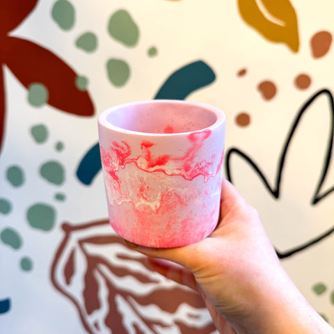 Light Pink and Neon Pink Jesmonite Mini Pot - Sprouts of Bristol