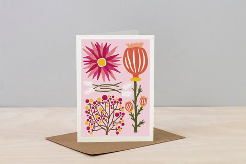 Light Pink Dried Flower Greetings Card - Sprouts of Bristol