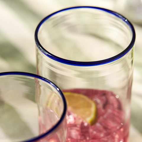 Madley Blue Tipped Highball Glass - Sprouts of Bristol