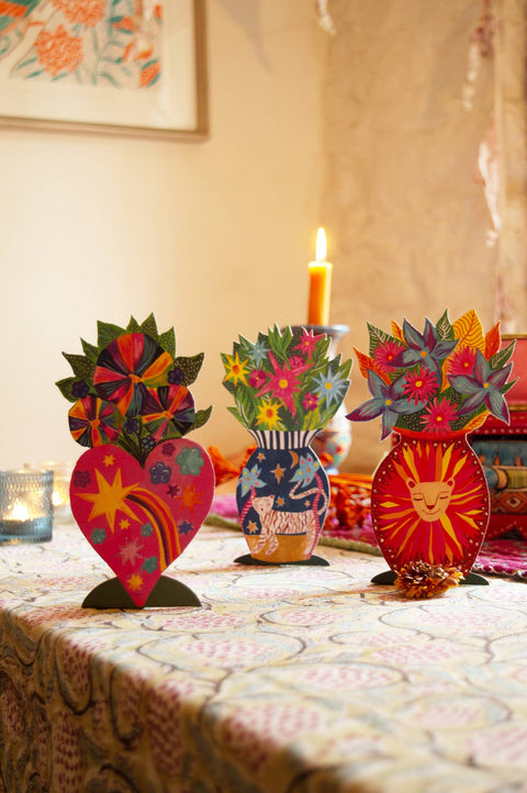 'Magical Pop Up Tiger Vase' Greetings Card - Sprouts of Bristol