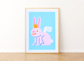 Mini Bunny Risograph Print - Sprouts of Bristol