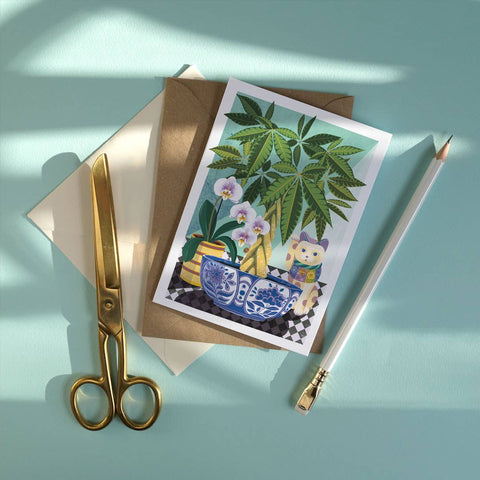 Money tree | Everyday greetings card | Lucky cat, plant - Sprouts of Bristol