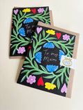 Mum Vine Print Dark Eco Greetings Card - Sprouts of Bristol