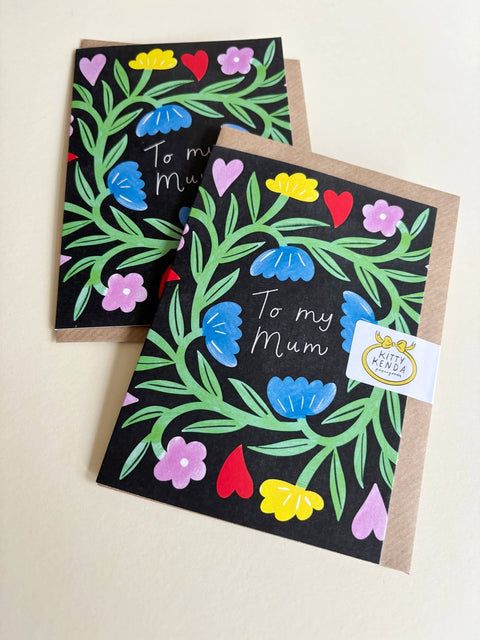 Mum Vine Print Dark Eco Greetings Card - Sprouts of Bristol