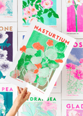 Nasturtium Flower Risograph Print - Sprouts of Bristol