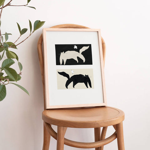 Negative / Positive Cats Art Print | Monochrome Wall Art - Sprouts of Bristol