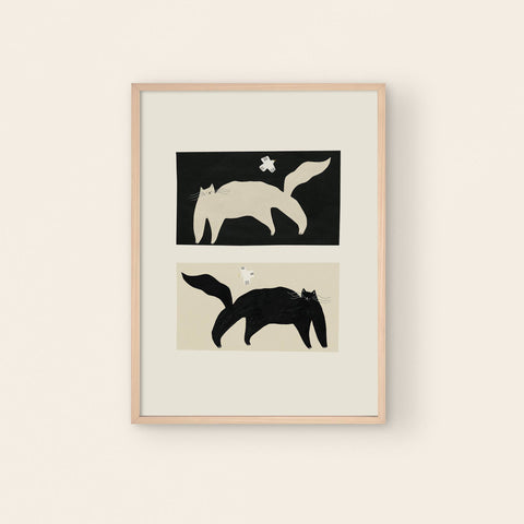 Negative / Positive Cats Art Print | Monochrome Wall Art - Sprouts of Bristol