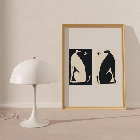 Negative / Positive Dogs Art Print | Monochrome | Whippets - Sprouts of Bristol