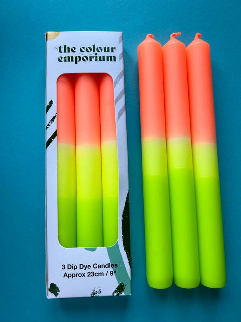 Neon Citrus - Dip Dye Dinner Candle Trio - Sprouts of Bristol