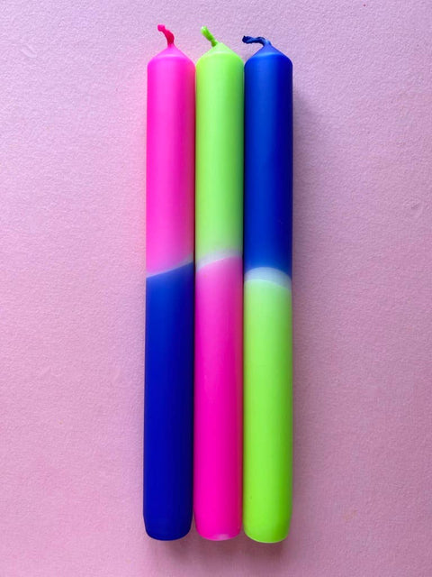 Neon Suit - Dip Dye Dinner Candle Trio - Sprouts of Bristol