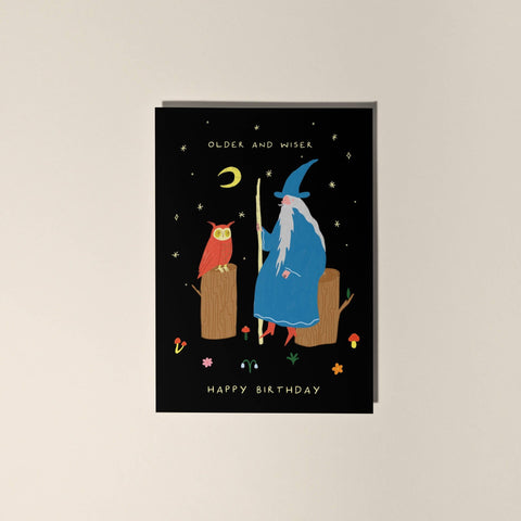 Older and Wiser Birthday Card | Wizard Card | Men's Birthday - Sprouts of Bristol