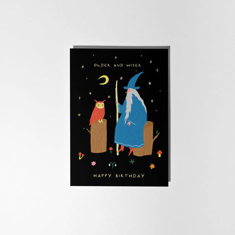 Older and Wiser Birthday Card | Wizard Card | Men's Birthday - Sprouts of Bristol