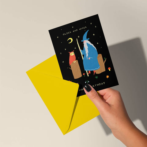 Older and Wiser Birthday Card | Wizard Card | Men's Birthday - Sprouts of Bristol