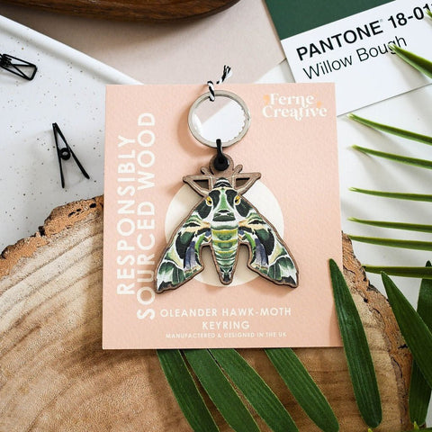 Oleander Hawk - Moth Keyring - Sprouts of Bristol