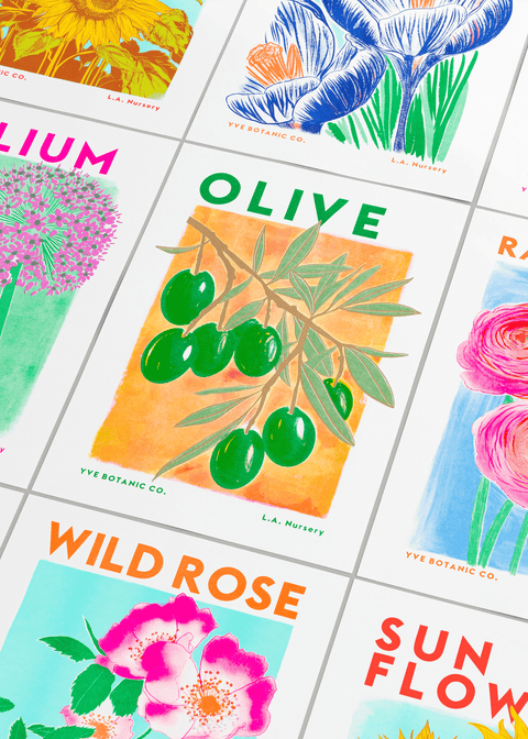 Olive Botanical Risograph Print - Sprouts of Bristol
