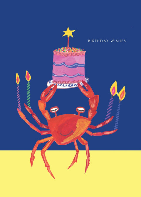 'Party Crab and Cupcake' Birthday Greetings Card - Sprouts of Bristol