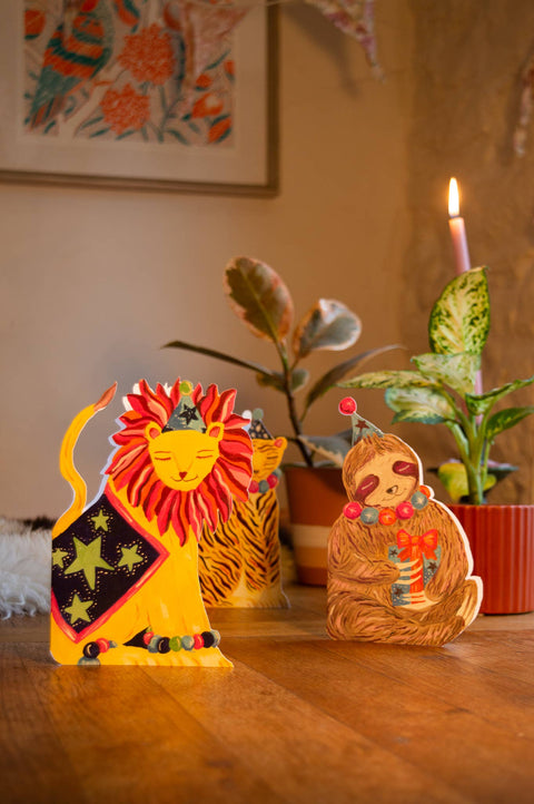 'Party Lion' Die - Cut Greetings Card - Sprouts of Bristol