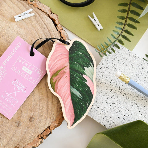 Philodendron ‘Pink Princess’ Wooden Decoration [Beneath the Canopy RHS Collab] - Sprouts of Bristol