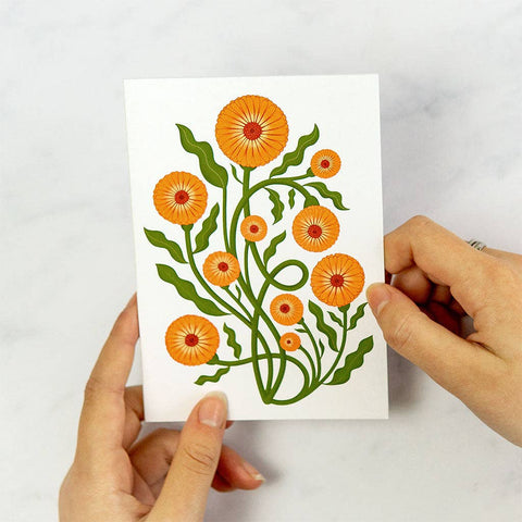 Pot Marigold Botanical Greetings Card - Sprouts of Bristol