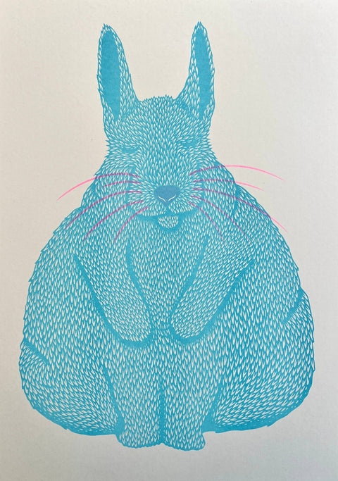 'Siesta' Rabbit Riso Art Print - Sprouts of Bristol